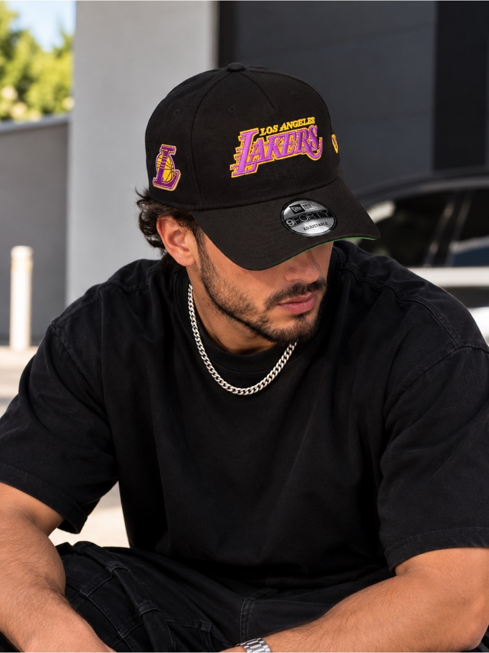 New Era Los Angeles Lakers Black & Purple/Gold Logo Cap